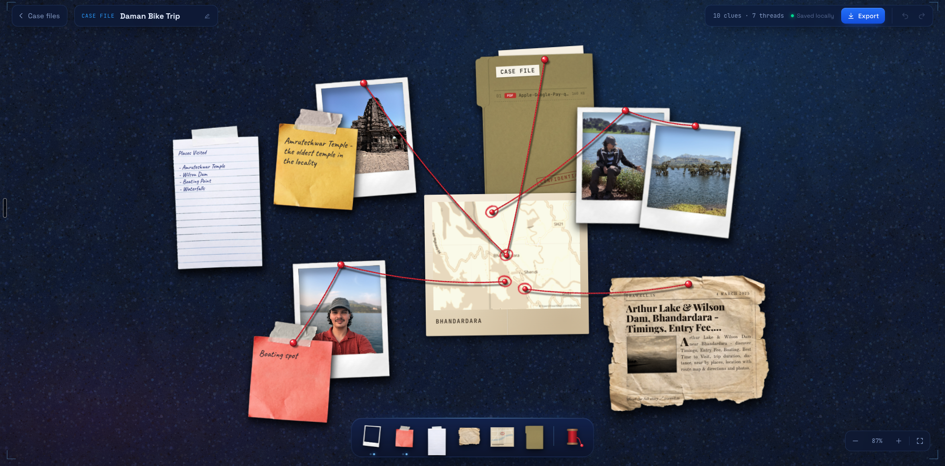 Screenshot of Case Board