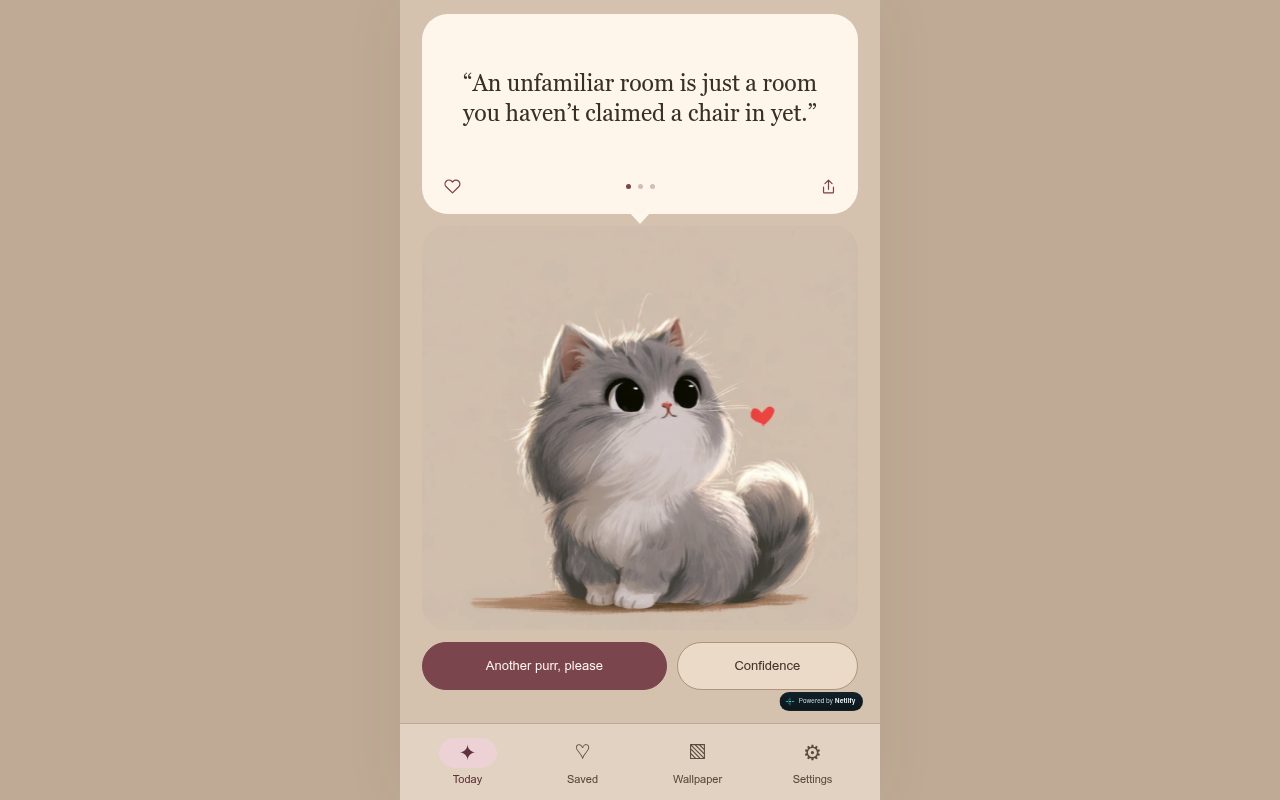 Screenshot of Purrffirmation