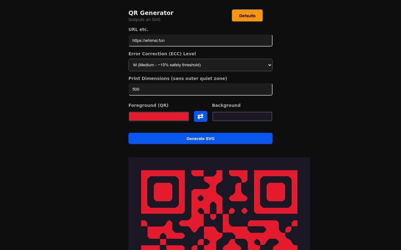 Screenshot of SVG QR Generator