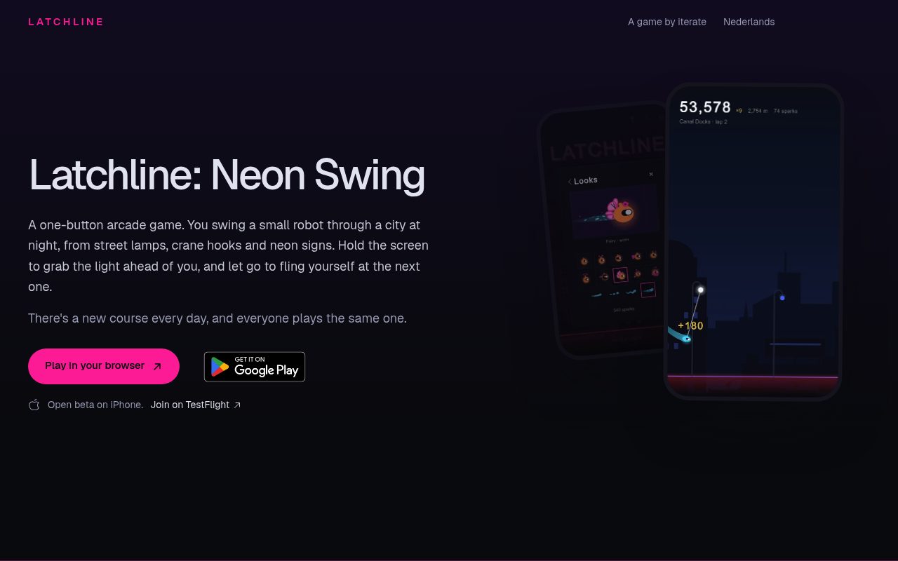 Screenshot of Latchline: Neon Swing